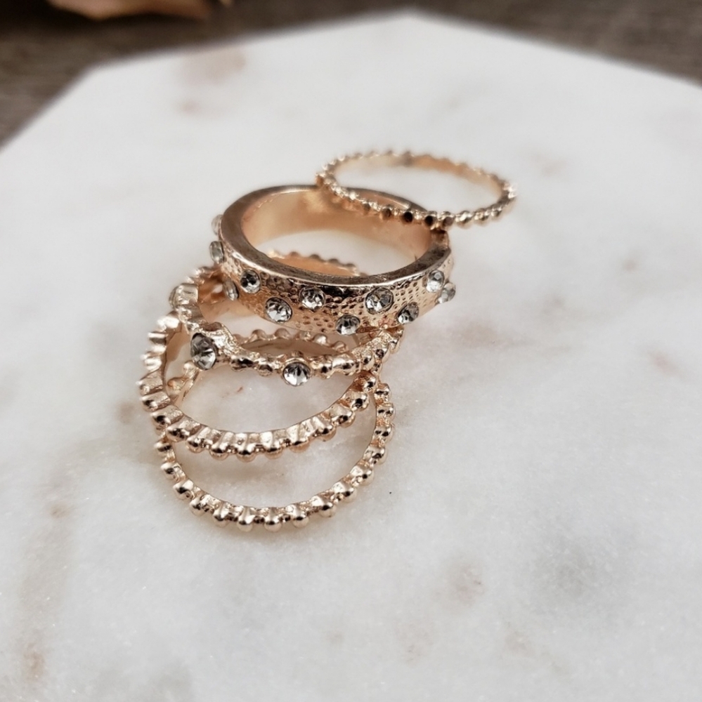 Rose Gold 5 PCS Set | Boho Rings - Picture 2 of 8